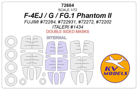 KV Models 72684 1/72 F-4 Phantom (all modifications) double sided + wheels masks (For FUJIMI)