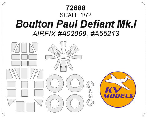 KV Models 72688 1/72 Boulton Paul Defiant Mk.I (AIRFIX #A02069, #A55213) + wheels masks (For AIRFIX)
