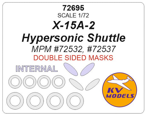 KV Models 72695 1/72 X-15A-2 Hypersonic Shuttle (MPM #72532, #72537) - (Double sided) + wheels masks (For MPM)