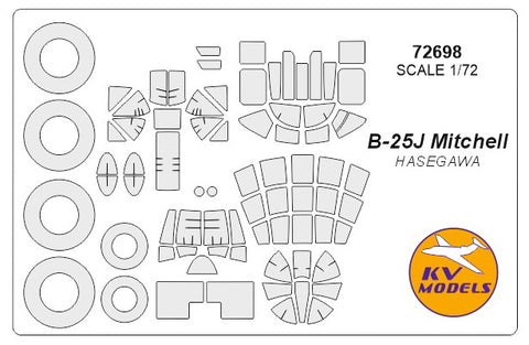 KV Models 72698 1/72 B-25J Mitchell / PBJ-1J (HASEGAWA #E16, #02187, #00839, 00866) + wheels masks (For Hasegawa)