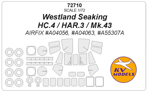 KV Models 72710 1/72 Westland Sea King HAR.3 / Mk.43 / HC.4 (AIRFIX #A04056, #A04063, #A55307A) + wheels masks (For Airfix)