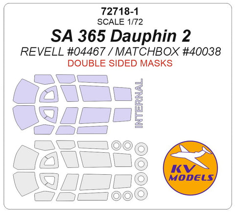 KV Models 72718-1 1/72 SA 365 Dauphin 2 (REVELL #04467 / MATCHBOX) - (Double sided) + wheels masks (For Matchbox / Revell)