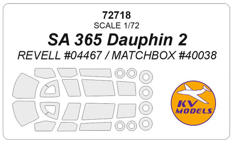 KV Models 72718 1/72 SA 365 Dauphin 2 (REVELL #04467 / MATCHBOX) + wheels masks (For Matchbox / Revell)