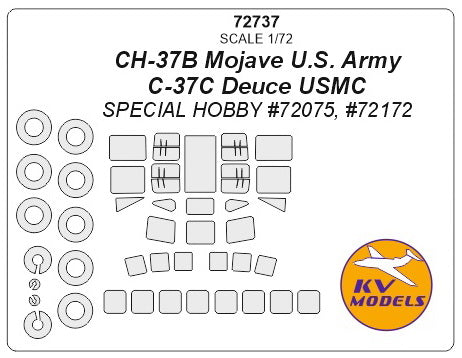 KV Models 72737 1/72 CH-37B Mojave U.S. Army / C-37C Deuce USMC (Special Hobby #72075, #72172) + wheels masks (For Special Hobby)