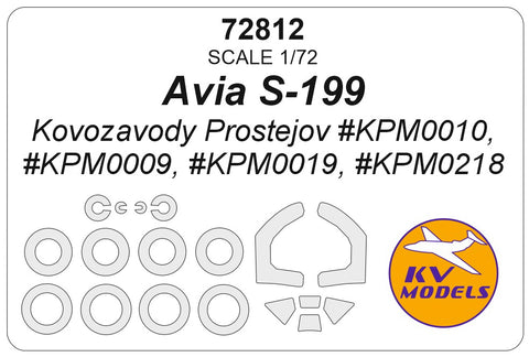KV Models 72812 1/72 Avia S-199 (Kovozavody Prostejov #KPM0010, #KPM0009, #KPM0019, #KPM0218) + wheels masks (For Kovozavody Prostejov)