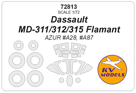 KV Models 72813 1/72 Dassault MD-311/312/315 Flamant (AZUR #A28, #A87) + wheels masks (For AZUR)
