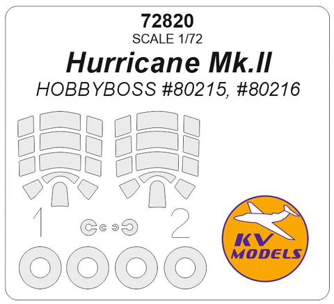 KV Models 72820 1/72 Hurricane Mk.II (HOBBYBOSS #80215, #80216) + wheels masks (For HOBBYBOSS)
