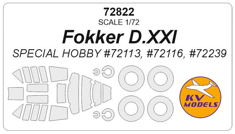 KV Models 72822 1/72 Fokker D.XXI (SPECIAL HOBBY #72113, #72116, #72239) + wheels masks (For SPECIAL HOBBY)