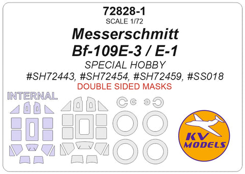 KV Models 72828-1 1/72 Messerschmitt Bf-109E-3 / E-1 (SPECIAL HOBBY #SH72443, #SH72454, #SH72459, #SS018) - (Double-sided) + wheels masks (For SPECIAL HOBBY)
