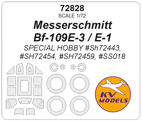 KV Models 72828 1/72 Messerschmitt Bf-109E-3 / E-1 (SPECIAL HOBBY #SH72443, #SH72454, #SH72459, #SS018) + wheels masks (For SPECIAL HOBBY)
