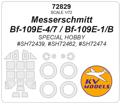 KV Models 72829 1/72 Messerschmitt Bf-109E-4/7 / Bf-109E-1/B (SPECIAL HOBBY #SH72439, #SH72462, #SH72474) + wheels masks (For SPECIAL HOBBY)
