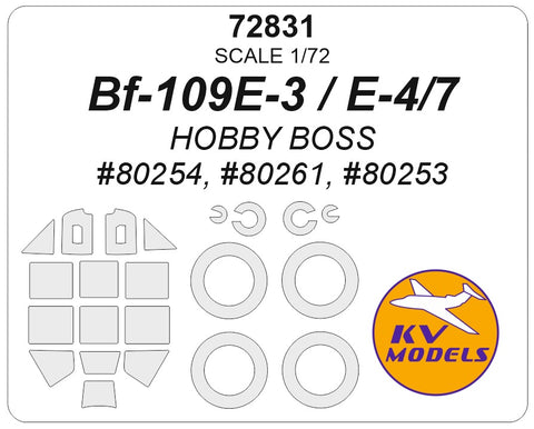 KV Models 72831 1/72 Bf-109E-4/7 / Bf109E-3 (HOBBY BOSS #80254, #80261, #80253) + wheels masks (For HOBBY BOSS)
