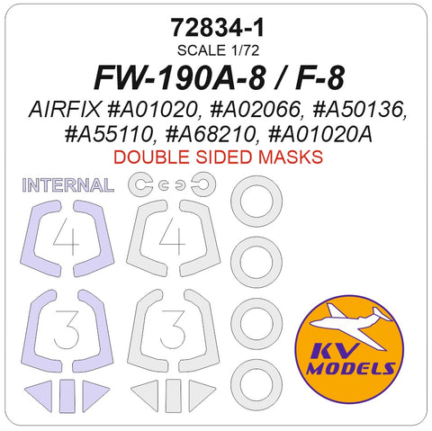 KV Models 72834-1 1/72 FW-190A-8 / F-8 (AIRFIX #A01020, #A02066, #A50136, #A55110, #A68210, #A01020A) - (Double-sided) + wheels masks (For AIRFIX)