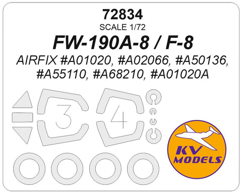 KV Models 72834 1/72 FW-190A-8 / F-8 (AIRFIX #A01020, #A02066, #A50136, #A55110, #A68210, #A01020A) + wheels masks (For AIRFIX)