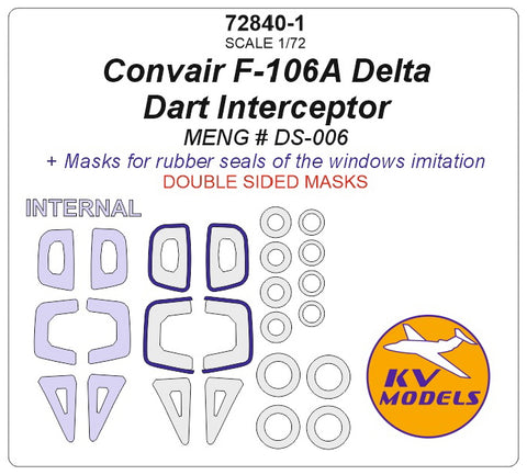 KV Models 72840-1 1/72 Convair F-106A Delta Dart Interceptor (MENG # DS-006) - (double sided) + wheels masks (For Meng)