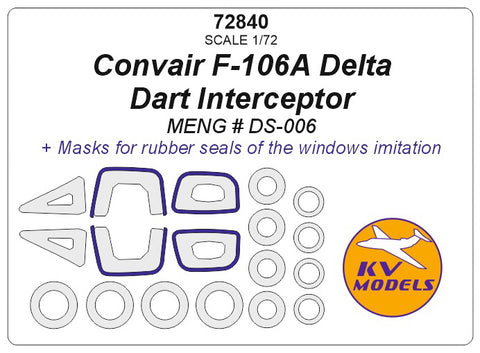 KV Models 72840 1/72 Convair F-106A Delta Dart Interceptor (MENG # DS-006) + wheels masks (For Meng)