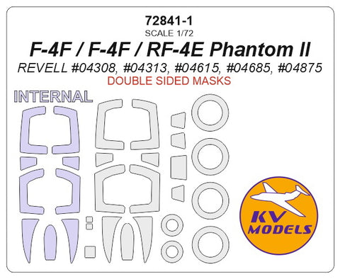 KV Models 72841-1 1/72 F-4F / F-4F / RF-4E Phantom II (REVELL #04308, #04313, #04615, #04685, #04875) - (Double sided) + wheels masks (For Revell)