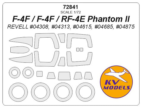 KV Models 72841 1/72 F-4F / F-4F / RF-4E Phantom II (REVELL #04308, #04313, #04615, #04685, #04875) + wheels masks (For Revell)