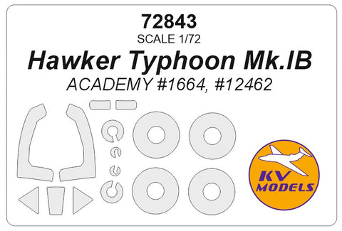KV Models 72843 1/72 Hawker Typhoon Mk.IB (ACADEMY #1664, #12462) + wheels masks (For ACADEMY)