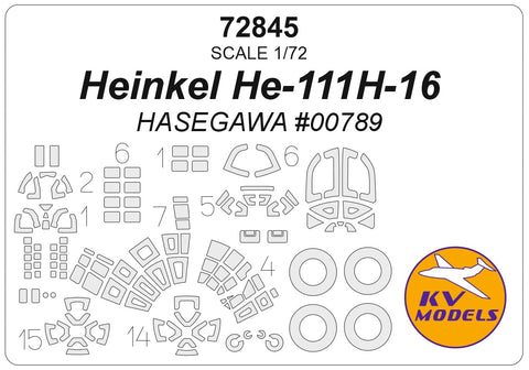 KV Models 72845 1/72 Heinkel He-111H-16 (HASEGAWA #00789) + wheels masks (For HASEGAWA)