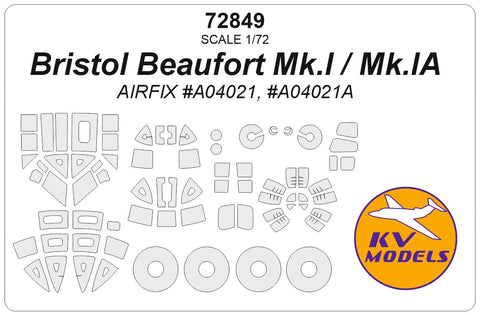 KV Models 72849 1/72 Bristol Beaufort Mk.I / Mk.IA (AIRFIX #A04021, #A04021A) + wheels masks (For AIRFIX)