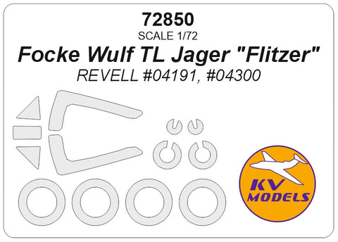 KV Models 72850 1/72 Focke Wulf TL Jager "Flitzer" (REVELL #04191, #04300) + wheels masks (For REVELL)