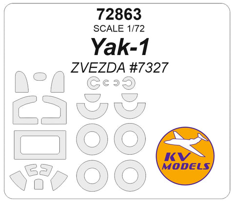 KV Models 72863 1/72 Yak-1 Soviet Fighter (ZVEZDA #7327) + wheels masks (For ZVEZDA)