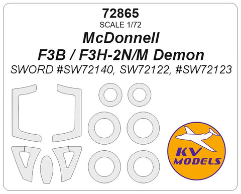 KV Models 72865 1/72 McDonnell F3B/F3H-2N Demon (SWORD #SW72140, SW72122, #SW72123) + wheels masks (For Sword)