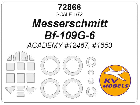 KV Models 72866 1/72 Messerschmitt Bf-109G-6 (ACADEMY #12467, #1653) + wheels masks (For ACADEMY)