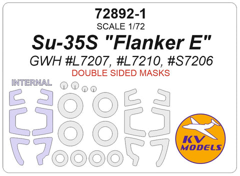 KV Models 72892-1 1/72 Su-35S "Flanker E" (GWH #L7207, #L7210, #S7206) - (Double-sided) + wheels masks (For GWH)
