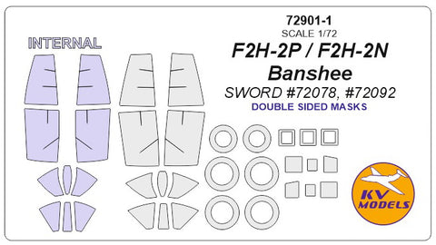 KV Models 72901-1 1/72 F2H-2P / F2H-2N Banshee (Sword #72078, #72092) - Double sided + wheels masks (For Sword)