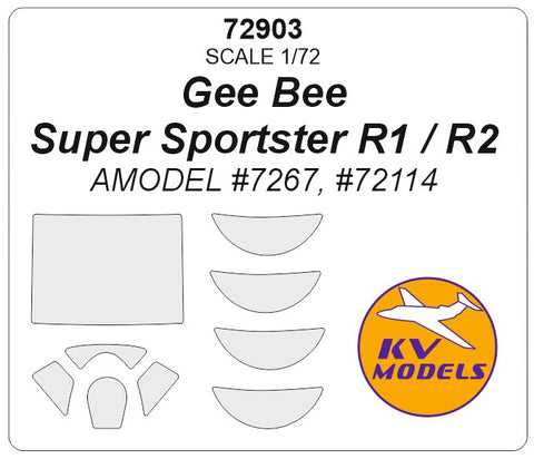 KV Models 72903 1/72 Gee Bee Super Sportster R1 / R2 (AMODEL #7267, #72114) + wheels masks (For AMODEL)