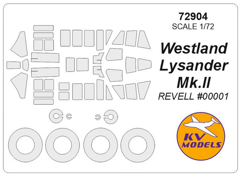 KV Models 72904 1/72 Westland Lysander Mk.II (REVELL #00001) + wheels masks (For Revell )
