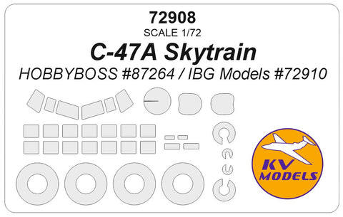 KV Models 72908 1/72 C-47A Skytrain (HOBBYBOSS #87264 / IBG Models #72910) + wheels masks (For HobbyBoss / IBG Models)