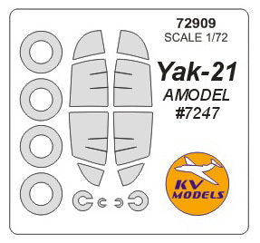 KV Models 72909 1/72 Yak-21 (AMODEL #7247) + wheels masks (For AMODEL)