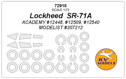 KV Models 72918 1/72 Lockheed SR-71A (ACADEMY #12448, #12509, #12540 / MODELIST #207212) + wheels masks (For ACADEMY / MODELIST)
