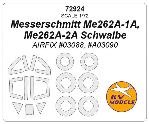KV Models 72924 1/72 Messerschmitt Me262A-1A, Me262A-2A Schwalbe (AIRFIX #03088, #A03090) + wheels masks (For AIRFIX)