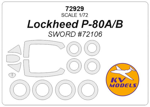 KV Models 72929 1/72 Lockheed P-80A/B (SWORD #72106) + wheels masks (For Sword)
