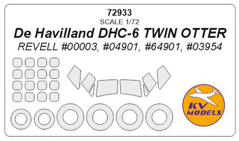 KV Models 72933 1/72 De Havilland DHC-6 TWIN OTTER (REVELL #00003, #04901, #64901, #03954) + wheels masks (For Revell )