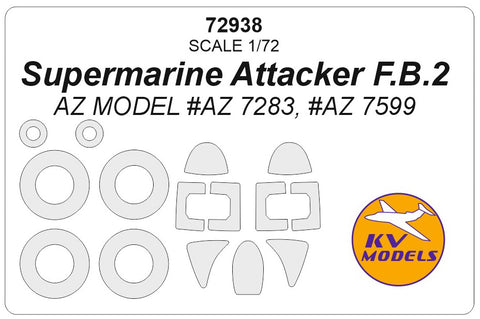 KV Models 72938 1/72 Supermarine Attacker F.B.2 (AZ MODEL #AZ 7283, #AZ 7599) + wheels masks (For AZ MODELS)