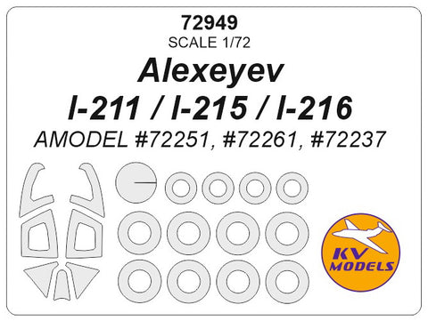 KV Models 72949 1/72 Alexeyev I-211 / I-215 / I-216 (AMODEL #72251, #72261, #72237) + wheels masks (For AMODEL)