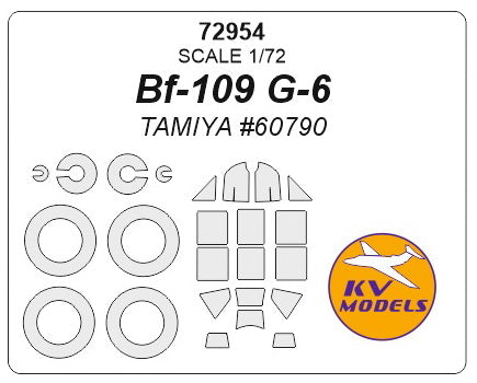 KV Models 72954 1/72 Bf-109 G-6 (Tamiya #60790) + wheels masks (For TAMIYA)