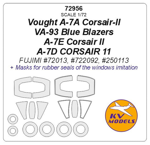 KV Models 72956 1/72 Vought A-7A Corsair-II VA-93 Blue Blazers / A-7E Corsair II / A-7D CORSAIR 11 (Fujimi #72013, #722092, #250113) + wheels masks (For FUJIMI)