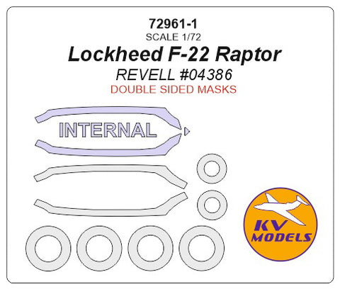 KV Models 72961-1 1/72 Lockheed F-22 Raptor (REVELL #04386) - (double sided) + wheels masks (For Revell)