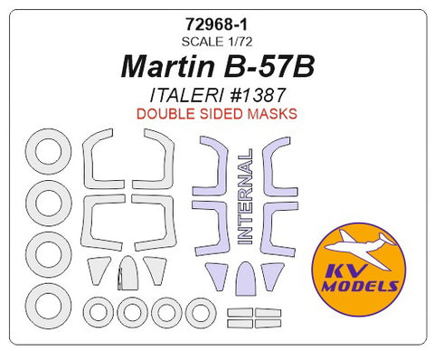 KV Models 72968-1 1/72 Martin B-57B / B-57G Canberra Night Hawk (ITALERI #1387, #0174) - (double sided) + wheels masks (For ITALERI)