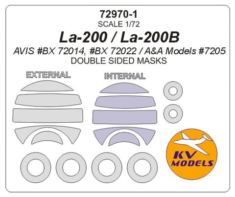 KV Models 72970-1 1/72 La-200 / La-200B (AVIS #BX 72014, #BX 72022 / A&A Models #7205) - Double sided + wheels masks (For AVIS / A&A Models)