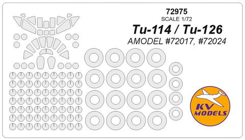 KV Models 72975 1/72 Tu-114 / Tu-126 (AMODEL #72017, #72024) + wheels masks (For AMODEL)