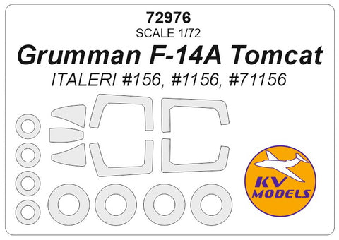 KV Models 72976 1/72 Grumman F-14A Tomcat (ITALERI #156, #1156, #71156) + wheels masks (For ITALERI)