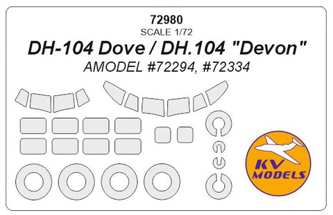 KV Models 72980 1/72 DH-104 Dove / DH.104 "Devon" (AMODEL #72294, #72334) + wheels masks (For AMODEL)
