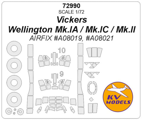 KV Models 72990 1/72 Vickers Wellington Mk.IA / Mk.IC / Mk.II (AIRFIX #A08019, #A08021) + wheels masks (For AIRFIX)